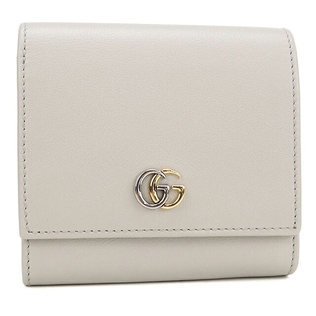 中古 グッチ 二つ折り財布 二折財布 コンパクト レディース ブランド GUCCI ダブルG ミディアム ウォレット レザー 790062 グレー USDGU120088011