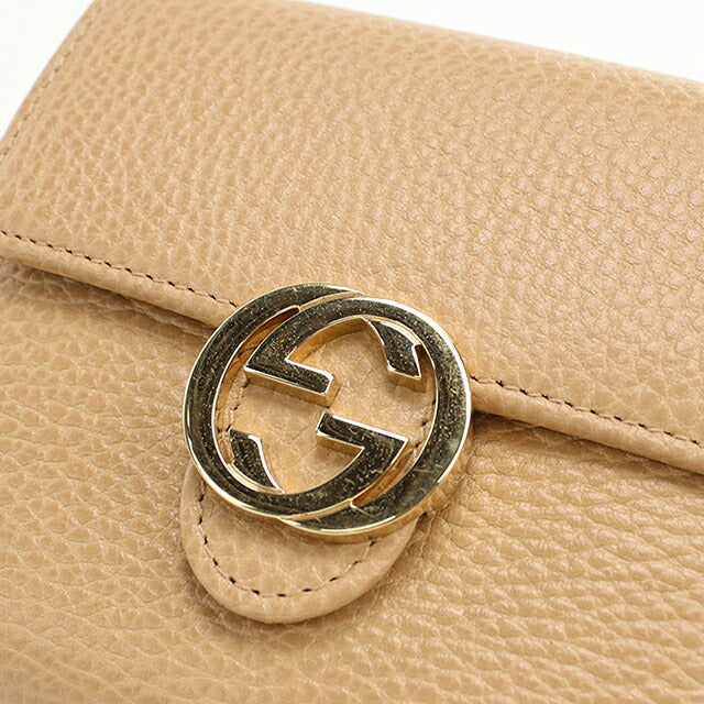 Used Gucci Bifold Wallet Bifold Wallet Compact Ladies Brand GUCCI Interlocking G W Hook Leather 615525 Beige USDGU120534011