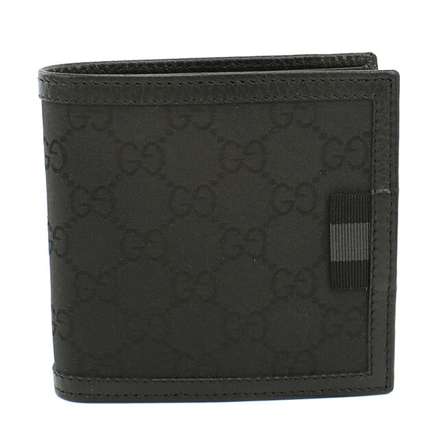 中古 グッチ 二つ折り財布 二折財布 コンパクト メンズ ブランド GUCCI GGナイロン 150413 ブラック USDGU120626011