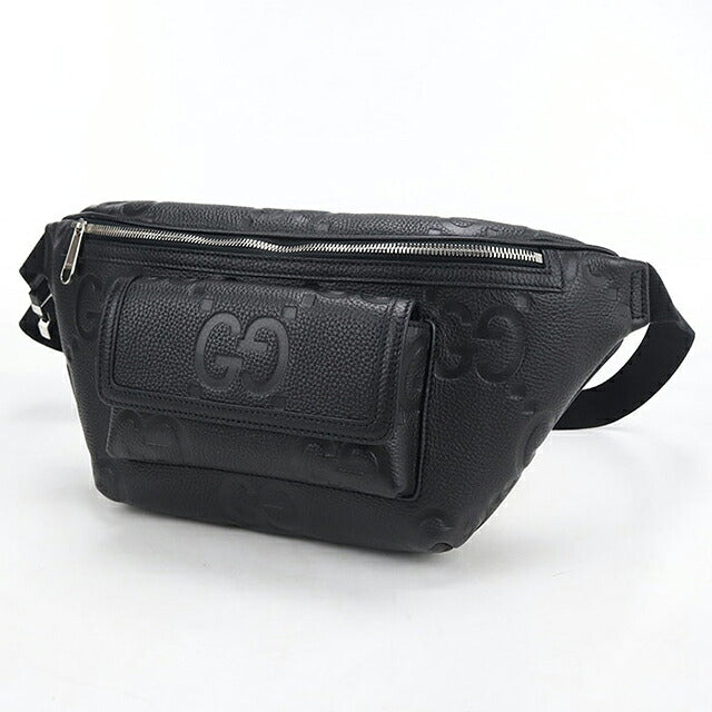 中古 グッチ ボディバッグ メンズ ブランド GUCCI GGエンボス ジャンボGG ベルトバッグ レザー 645093 ブラック USDGU121085011