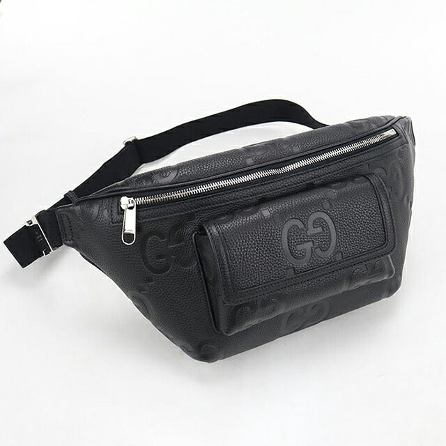中古 グッチ ボディバッグ メンズ ブランド GUCCI GGエンボス ジャンボGG ベルトバッグ レザー 645093 ブラック USDGU121085011