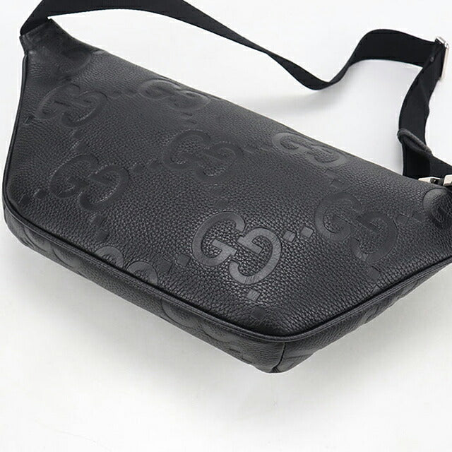中古 グッチ ボディバッグ メンズ ブランド GUCCI GGエンボス ジャンボGG ベルトバッグ レザー 645093 ブラック USDGU121085011