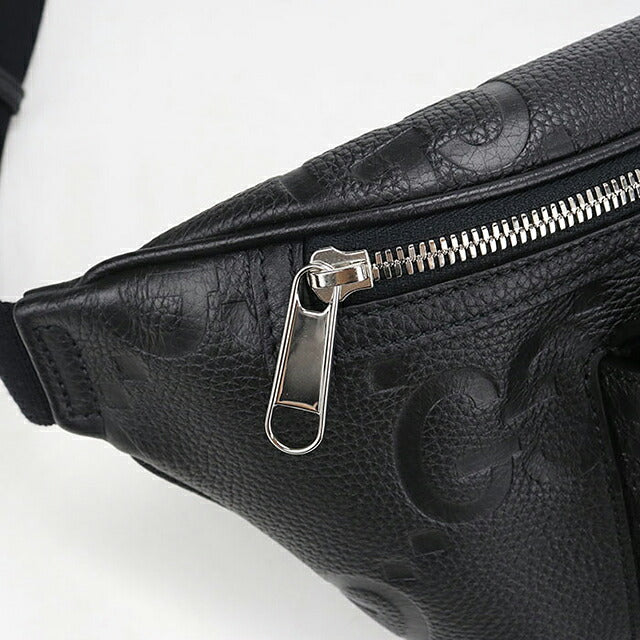 中古 グッチ ボディバッグ メンズ ブランド GUCCI GGエンボス ジャンボGG ベルトバッグ レザー 645093 ブラック USDGU121085011
