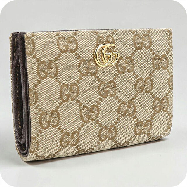 中古 グッチ 二つ折り財布 二折財布 コンパクト レディース ブランド GUCCI GGマーモント 773427 ベージュ USDGU121145011