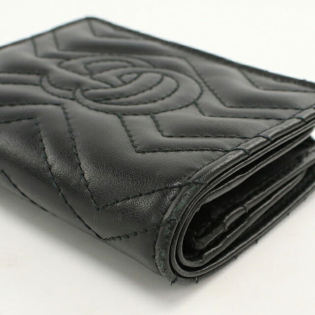 Used Gucci Bifold Wallet Bifold Wallet Compact Ladies Brand GUCCI Double G Mini Wallet Leather 466492 Black USDGU121183011