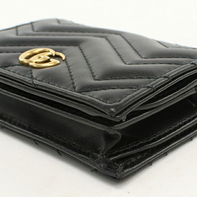 Used Gucci Bifold Wallet Bifold Wallet Compact Ladies Brand GUCCI Double G Mini Wallet Leather 466492 Black USDGU121183011