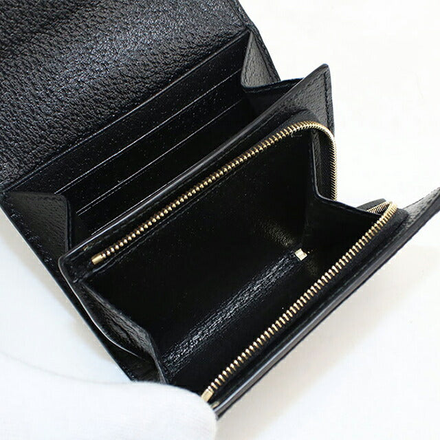 二手 Gucci 双折钱包 双折钱包 紧凑型女士品牌 GUCCI Ophidia 中号钱包皮革 719887 黑色 USDGU121300011