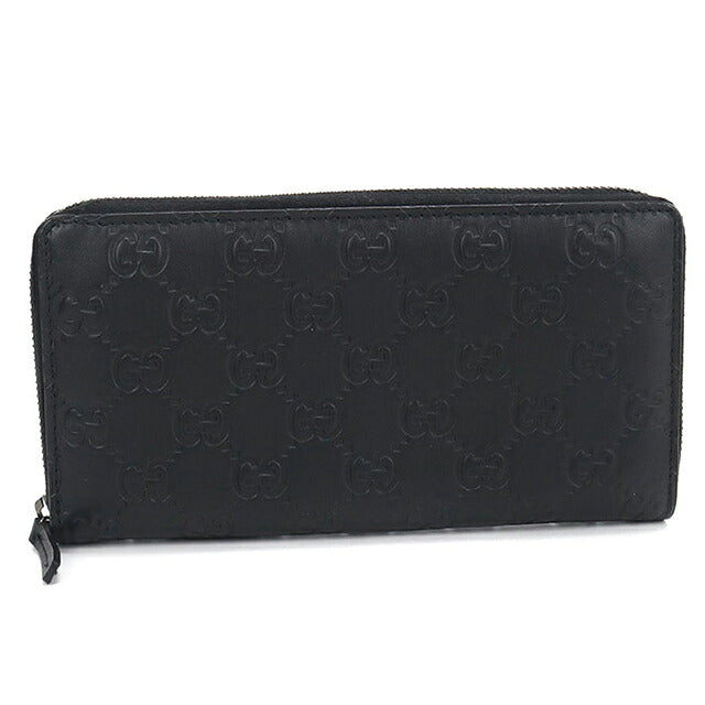 中古 グッチ 長財布ラウンドファスナー メンズ ブランド GUCCI グッチシマ レザー 244994 ブラック USDGU121417011