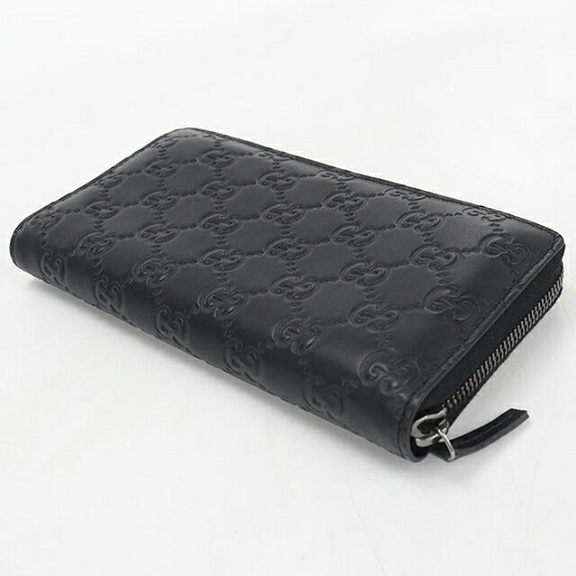 中古 グッチ 長財布ラウンドファスナー メンズ ブランド GUCCI グッチシマ レザー 244994 ブラック USDGU121417011