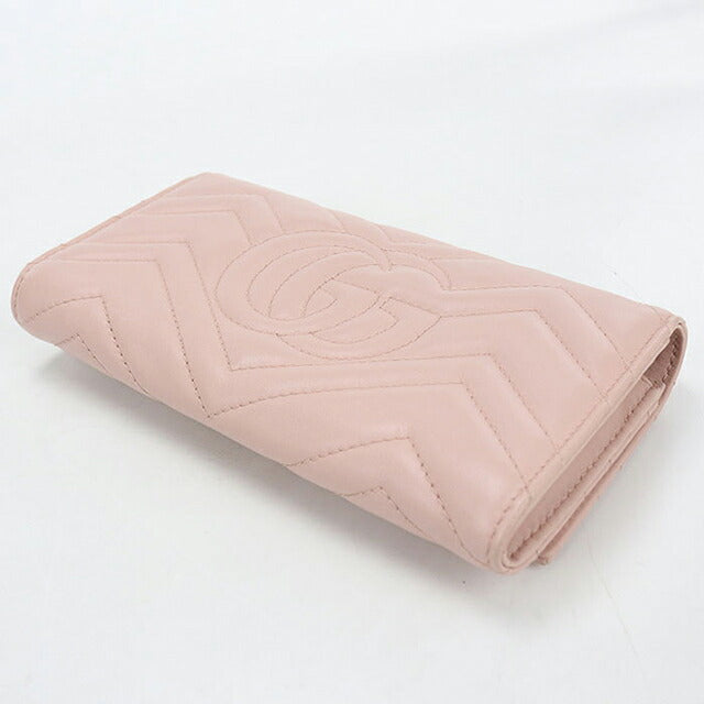 中古 グッチ 長財布二折 レディース ブランド GUCCI ダブルG コンチネンタルウォレット レザー 443436 ピンク USDGU121418011