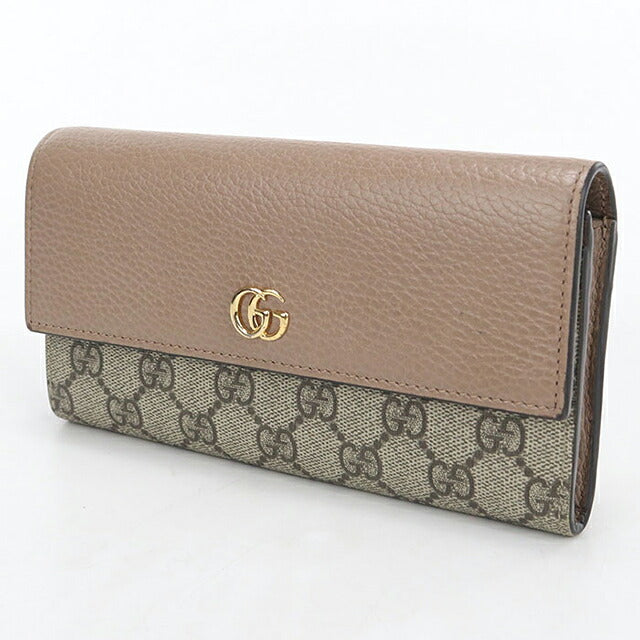 中古 グッチ 長財布二折 レディース ブランド GUCCI バイカラー コンチネンタルウォレット 735594 ベージュ USDGU121431011