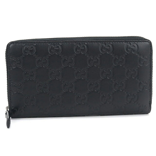 中古 グッチ 長財布ラウンドファスナー メンズ ブランド GUCCI グッチシマ レザー 307987 ブラック USDGU121434011