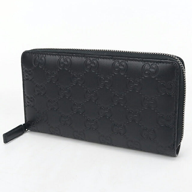 中古 グッチ 長財布ラウンドファスナー メンズ ブランド GUCCI グッチシマ レザー 307987 ブラック USDGU121434011