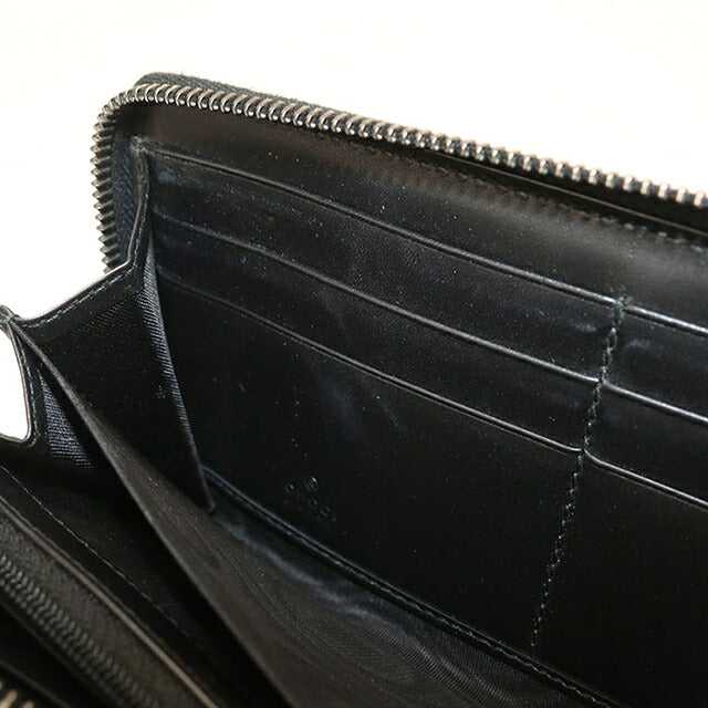 中古 グッチ 長財布ラウンドファスナー メンズ ブランド GUCCI グッチシマ レザー 307987 ブラック USDGU121434011