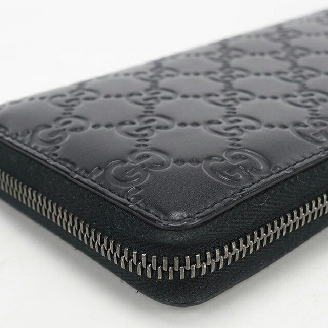 中古 グッチ 長財布ラウンドファスナー メンズ ブランド GUCCI グッチシマ レザー 307987 ブラック USDGU121434011