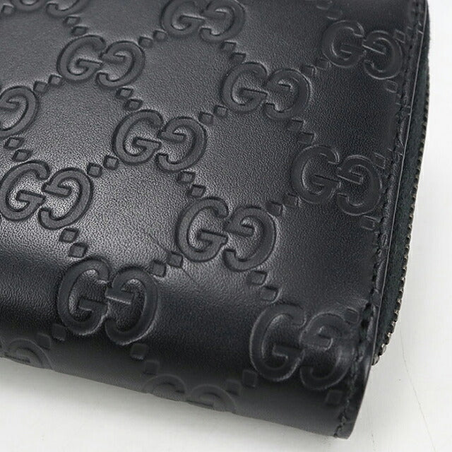 中古 グッチ 長財布ラウンドファスナー メンズ ブランド GUCCI グッチシマ レザー 307987 ブラック USDGU121434011