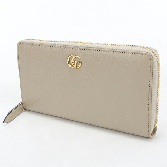 Used Gucci long wallet round zipper ladies brand GUCCI Double G zip around wallet leather 456117 Beige USDGU121572011