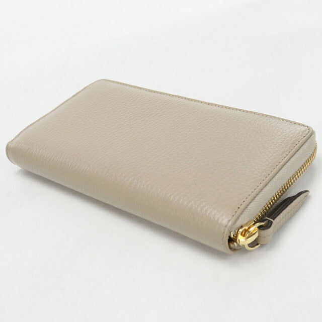 Used Gucci long wallet round zipper ladies brand GUCCI Double G zip around wallet leather 456117 Beige USDGU121572011