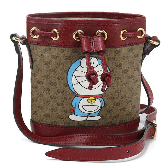 中古 グッチ 斜め掛け ショルダーバッグ レディース ブランド GUCCI ドラえもん マイクロGG レザー 647801 ブラウン バッグ USDGU90630011