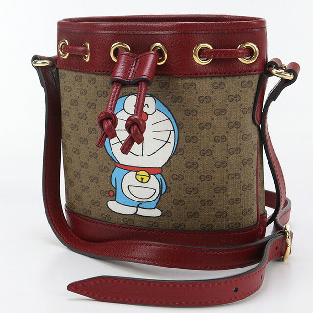 中古 グッチ 斜め掛け ショルダーバッグ レディース ブランド GUCCI ドラえもん マイクロGG レザー 647801 ブラウン バッグ USDGU90630011