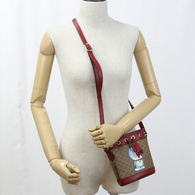 中古 グッチ 斜め掛け ショルダーバッグ レディース ブランド GUCCI ドラえもん マイクロGG レザー 647801 ブラウン バッグ USDGU90630011