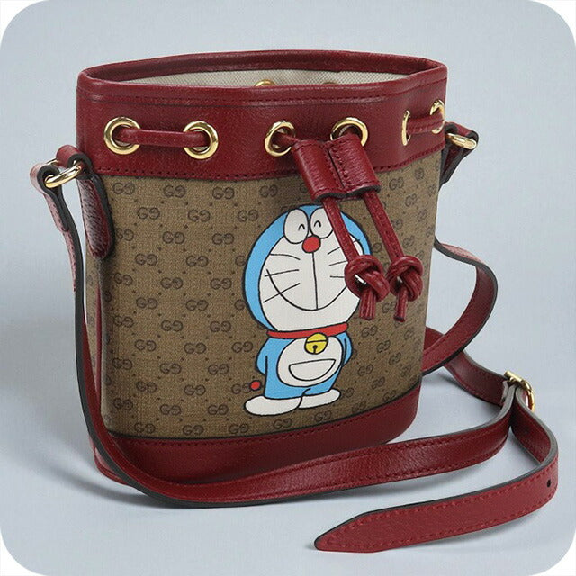 中古 グッチ 斜め掛け ショルダーバッグ レディース ブランド GUCCI ドラえもん マイクロGG レザー 647801 ブラウン バッグ USDGU90630011