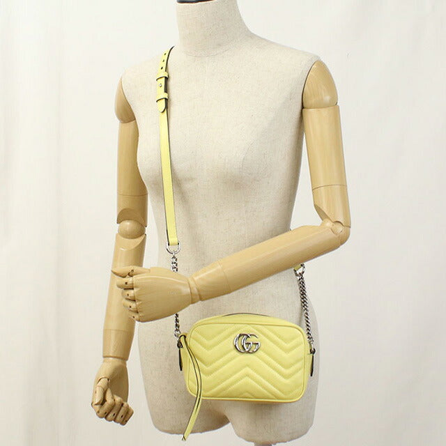 中古 グッチ 斜め掛け ショルダーバッグ レディース ブランド GUCCI GGマーモント レザー 634936 イエロー バッグ USDGU93674011