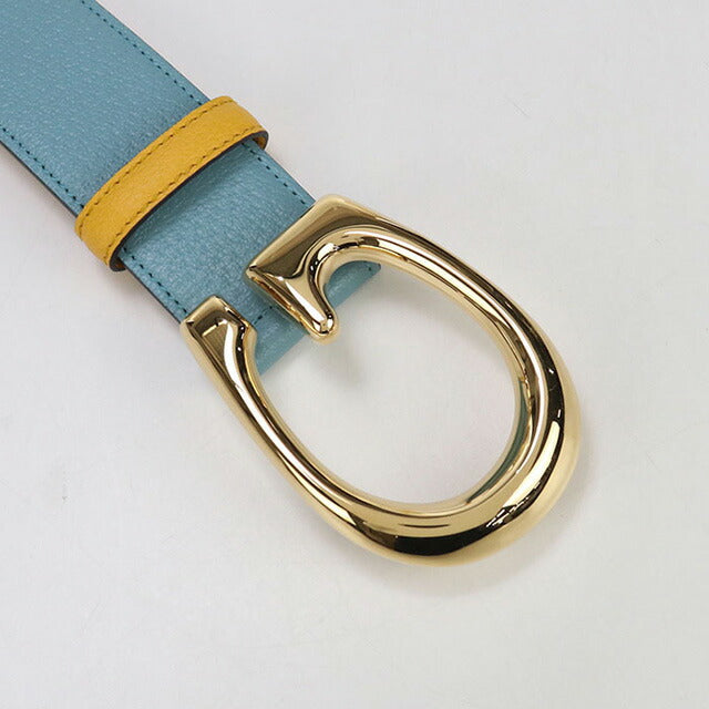 中古 グッチ ベルト ユニセックス ブランド GUCCI Gバックル バイカラーべルト レザー 709954 ブルー 小物 USDGU94794011