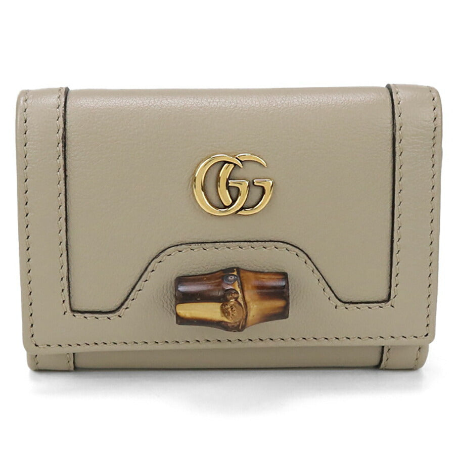 中古 グッチ 三折財布 レディース ブランド GUCCI グッチ ダイアナ ミディアム ウォレット レザー 658633 ベージュ 財布 USDGU95096011