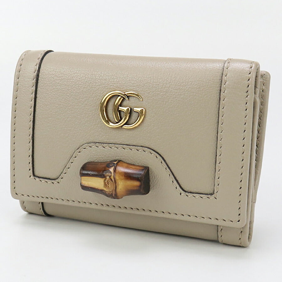 中古 グッチ 三折財布 レディース ブランド GUCCI グッチ ダイアナ ミディアム ウォレット レザー 658633 ベージュ 財布 USDGU95096011