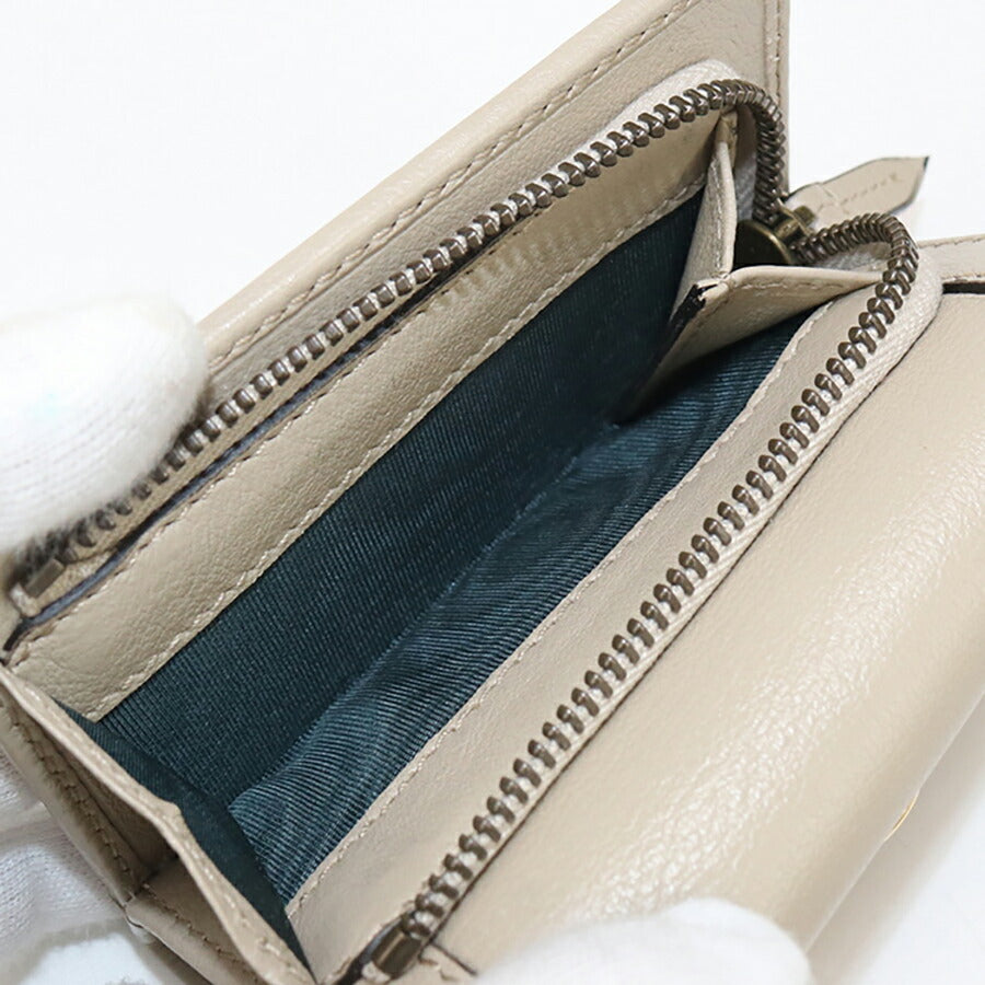 中古 グッチ 三折財布 レディース ブランド GUCCI グッチ ダイアナ ミディアム ウォレット レザー 658633 ベージュ 財布 USDGU95096011