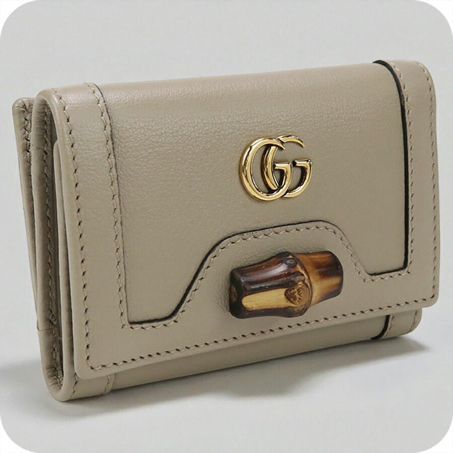 中古 グッチ 三折財布 レディース ブランド GUCCI グッチ ダイアナ ミディアム ウォレット レザー 658633 ベージュ 財布 USDGU95096011