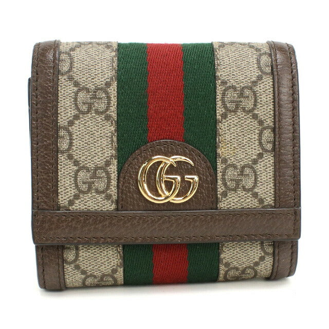 中古 グッチ 二折財布 レディース ブランド GUCCI オフィディア GGウォレット 598662 ベージュ 財布 USDGU95167011