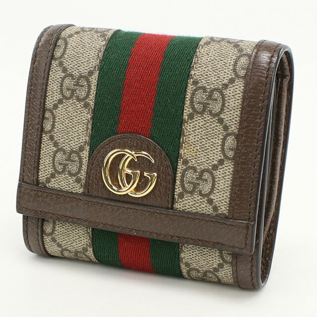 中古 グッチ 二折財布 レディース ブランド GUCCI オフィディア GGウォレット 598662 ベージュ 財布 USDGU95167011