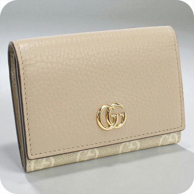 中古 グッチ 名刺入れ レディース ブランド GUCCI ダブルG バイカラー カードケース レザー 739525 ベージュ 小物 USDGU95210011