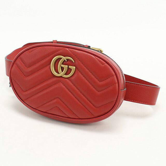 中古 グッチ ボディバッグ レディース ブランド GUCCI GGマーモント ベルトバッグ 476434 レッド バッグ USDGU95810011