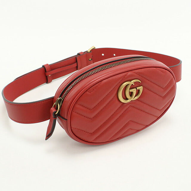 中古 グッチ ボディバッグ レディース ブランド GUCCI GGマーモント ベルトバッグ 476434 レッド バッグ USDGU95810011