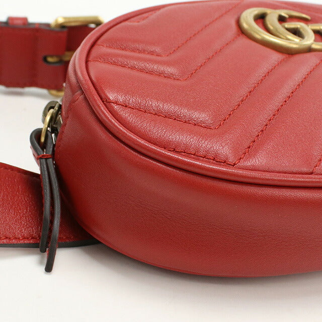 中古 グッチ ボディバッグ レディース ブランド GUCCI GGマーモント ベルトバッグ 476434 レッド バッグ USDGU95810011