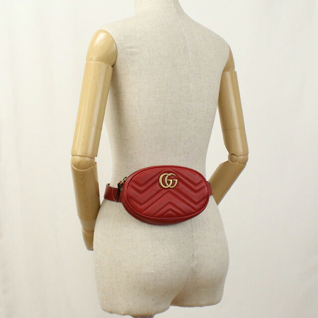 中古 グッチ ボディバッグ レディース ブランド GUCCI GGマーモント ベルトバッグ 476434 レッド バッグ USDGU95810011