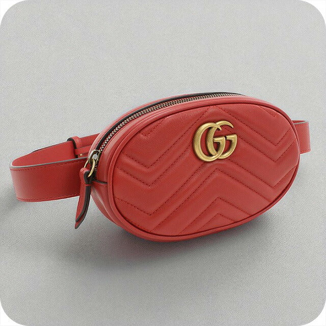 中古 グッチ ボディバッグ レディース ブランド GUCCI GGマーモント ベルトバッグ 476434 レッド バッグ USDGU95810011