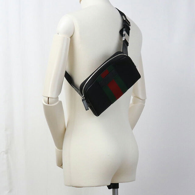 中古 グッチ ボディバッグ メンズ ブランド GUCCI シェリーライン ベルトバッグ 630919 ブラック バッグ USDGU96075011