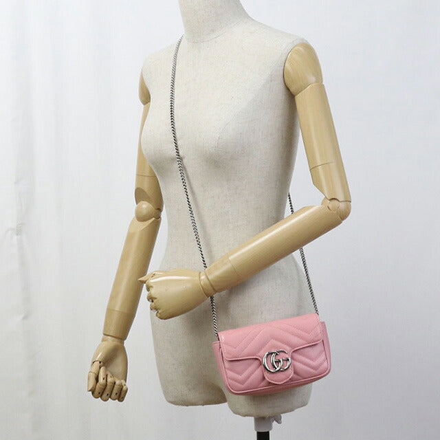 中古 グッチ 斜め掛け ショルダーバッグ レディース ブランド GUCCI GGマーモント ミニ レザー 476433 ピンク バッグ USDGU96455011