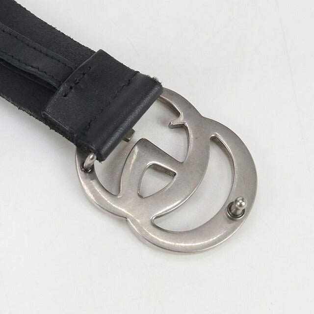 中古 グッチ ベルト メンズ ブランド GUCCI ダブルG スリムベルト レザー 414516 ブラック 小物 USDGU96504011