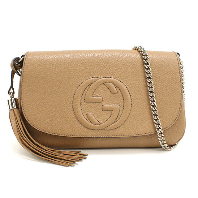 中古 グッチ 斜め掛け ショルダーバッグ レディース ブランド GUCCI ソーホー チェーン レザー 536224 ベージュ バッグ USDGU96560011