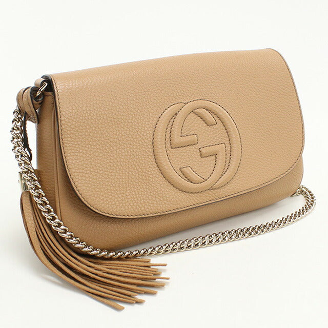 中古 グッチ 斜め掛け ショルダーバッグ レディース ブランド GUCCI ソーホー チェーン レザー 536224 ベージュ バッグ USDGU96560011