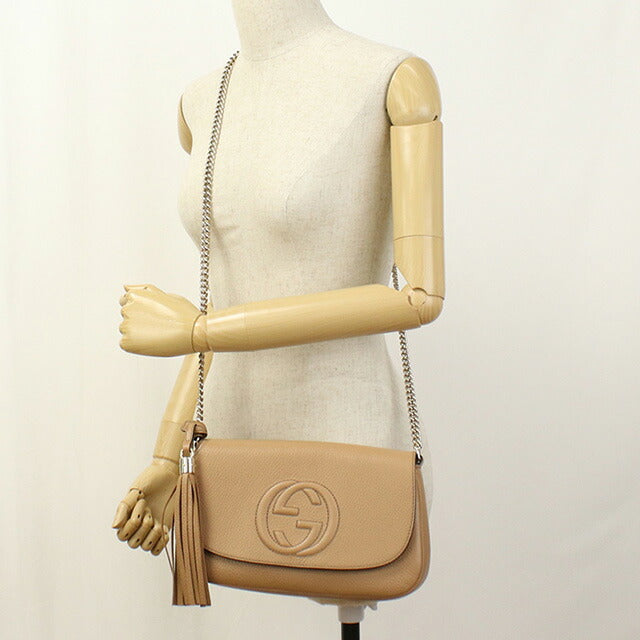 中古 グッチ 斜め掛け ショルダーバッグ レディース ブランド GUCCI ソーホー チェーン レザー 536224 ベージュ バッグ USDGU96560011