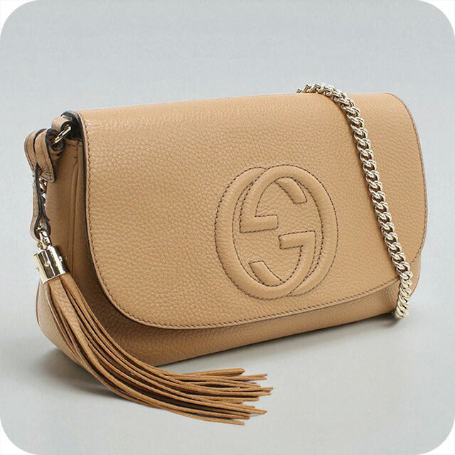 中古 グッチ 斜め掛け ショルダーバッグ レディース ブランド GUCCI ソーホー チェーン レザー 536224 ベージュ バッグ USDGU96560011
