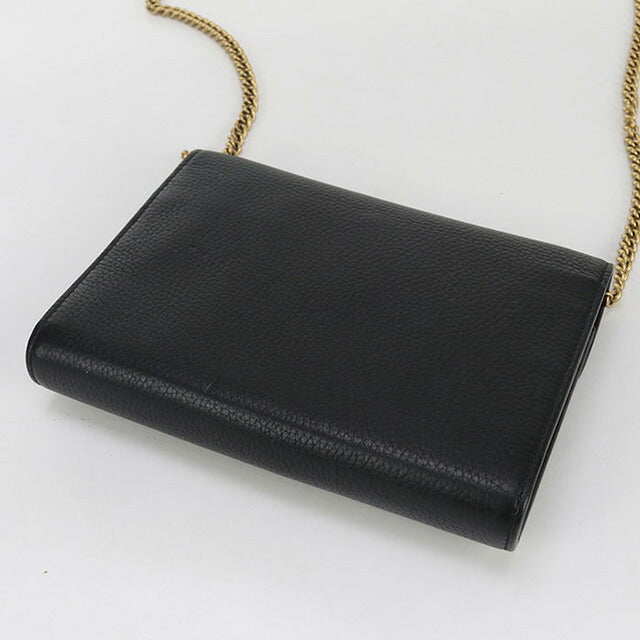 中古 グッチ チェーンウォレット レディース ブランド GUCCI GGマーモント チェーンウォレット レザー 401232 ブラック 財布 USDGU96731011