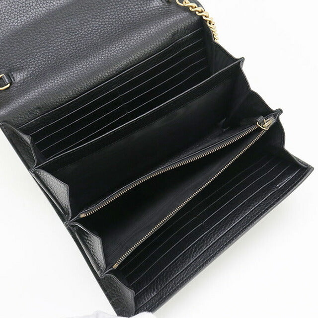 中古 グッチ チェーンウォレット レディース ブランド GUCCI GGマーモント チェーンウォレット レザー 401232 ブラック 財布 USDGU96731011