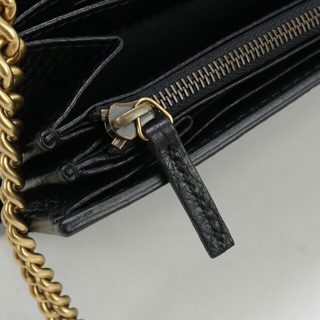 中古 グッチ チェーンウォレット レディース ブランド GUCCI GGマーモント チェーンウォレット レザー 401232 ブラック 財布 USDGU96731011